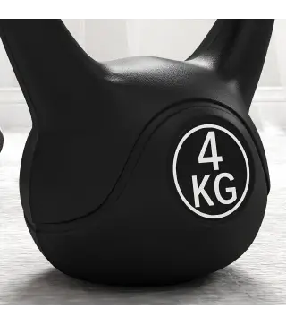 Pesa Rusa de 4 kg Kettlebell Relleno de Arena con Mango Ancho y Base Plana para Entrenamiento 18x12x20 cm Negro