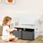 Banco Infantil Convertible 3 en 1 Juego de Mesa y Silla Baúl de Juguetes con Cubos de Tela Extraíbles Blanco Banco Infantil Convertible 3 en 1 Juego de Mesa y Silla Baúl de Juguetes con Cubos de Tela Extraíbles Blanco