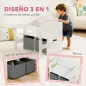 Banco Infantil Convertible 3 en 1 Juego de Mesa y Silla Baúl de Juguetes con Cubos de Tela Extraíbles Blanco Banco Infantil Convertible 3 en 1 Juego de Mesa y Silla Baúl de Juguetes con Cubos de Tela Extraíbles Blanco