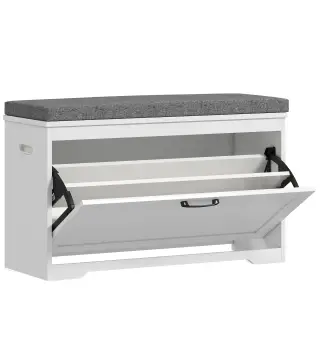 Banco Zapatero Moderno con Asiento Acolchado Estante Ajustable para 8 Pares de Zapatos para Entrada 80x30x50 cm Blanco