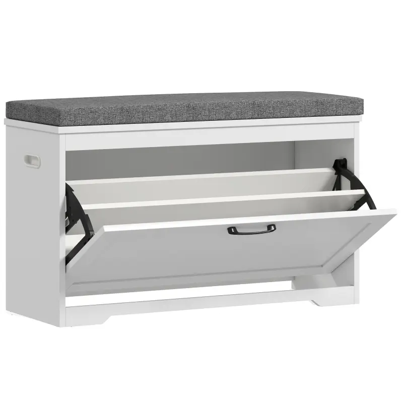 Banco Zapatero Moderno con Asiento Acolchado Estante Ajustable para 8 Pares de Zapatos para Entrada 80x30x50 cm Blanco