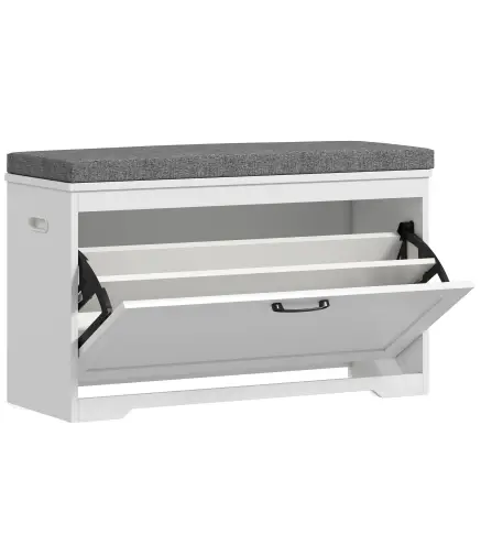 Banco Zapatero Moderno con Asiento Acolchado Estante Ajustable para 8 Pares de Zapatos para Entrada 80x30x50 cm Blanco
