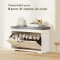 Banco Zapatero Moderno con Asiento Acolchado Estante Ajustable para 8 Pares de Zapatos para Entrada 80x30x50 cm Blanco