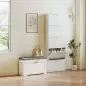 Banco Zapatero Moderno con Asiento Acolchado Estante Ajustable para 8 Pares de Zapatos para Entrada 80x30x50 cm Blanco