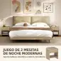 Juego de 2 Mesitas de Noche Nórdicas con Esquinas Redondeadas Cajón y Estante Abierto 40x35x45 cm Natural