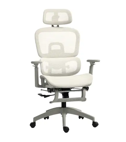 Silla de Oficina Ergonómica de Malla con Reposabrazos 3D Reclinable a 135° Reposacabezas Ajustable Beige