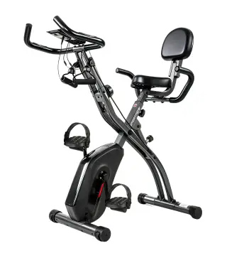 Bicicleta Estática Plegable con 8 Niveles de Resistencia Volante Pantalla LCD Bluetooth Pulsómetro y Sillín Ajustable