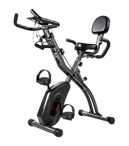 Bicicleta Estática Plegable con 8 Niveles de Resistencia Volante Pantalla LCD Bluetooth Pulsómetro y Sillín Ajustable