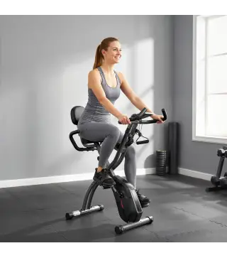 Bicicleta Estática Plegable con 8 Niveles de Resistencia Volante Pantalla LCD Bluetooth Pulsómetro y Sillín Ajustable