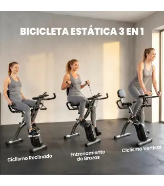 Bicicleta Estática Plegable con 8 Niveles de Resistencia Volante Pantalla LCD Bluetooth Pulsómetro y Sillín Ajustable