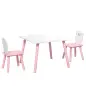 Mesa y Sillas Infantil con Patas de Madera Tema Algodón de Azúcar para Niños y Niñas de 3-6 Años para Guardería Rosa Mesa y Sillas Infantil con Patas de Madera Tema Algodón de Azúcar para Niños y Niñas de 3-6 Años para Guardería Rosa