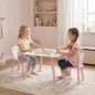 Mesa y Sillas Infantil con Patas de Madera Tema Algodón de Azúcar para Niños y Niñas de 3-6 Años para Guardería Rosa Mesa y Sillas Infantil con Patas de Madera Tema Algodón de Azúcar para Niños y Niñas de 3-6 Años para Guardería Rosa