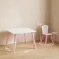 Mesa y Sillas Infantil con Patas de Madera Tema Algodón de Azúcar para Niños y Niñas de 3-6 Años para Guardería Rosa Mesa y Sillas Infantil con Patas de Madera Tema Algodón de Azúcar para Niños y Niñas de 3-6 Años para Guardería Rosa