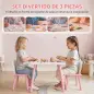 Mesa y Sillas Infantil con Patas de Madera Tema Algodón de Azúcar para Niños y Niñas de 3-6 Años para Guardería Rosa Mesa y Sillas Infantil con Patas de Madera Tema Algodón de Azúcar para Niños y Niñas de 3-6 Años para Guardería Rosa