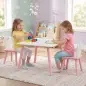 Mesa y Sillas Infantil con Patas de Madera Tema Algodón de Azúcar para Niños y Niñas de 3-6 Años para Guardería Rosa Mesa y Sillas Infantil con Patas de Madera Tema Algodón de Azúcar para Niños y Niñas de 3-6 Años para Guardería Rosa