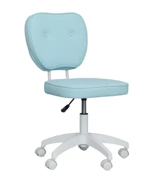 Silla de Oficina Giratoria Tapizada en PU con Altura Ajustable Sin Brazos Carga 120 kg 46x59x82-92 cm Azul Claro