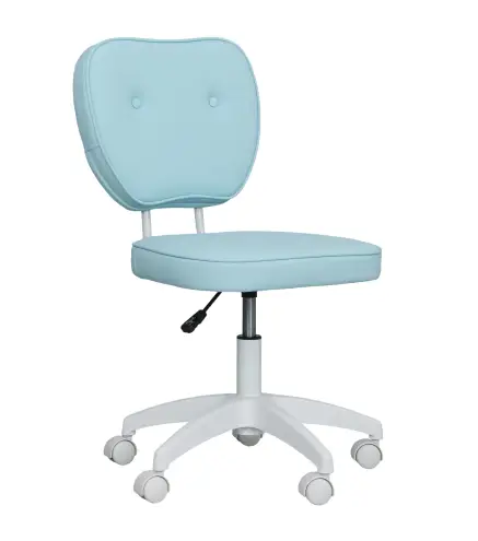 Silla de Oficina Giratoria Tapizada en PU con Altura Ajustable Sin Brazos Carga 120 kg 46x59x82-92 cm Azul Claro