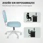 Silla de Oficina Giratoria Tapizada en PU con Altura Ajustable Sin Brazos Carga 120 kg 46x59x82-92 cm Azul Claro Silla de Oficina Giratoria Tapizada en PU con Altura Ajustable Sin Brazos Carga 120 kg 46x59x82-92 cm Azul Claro