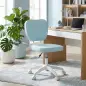 Silla de Oficina Giratoria Tapizada en PU con Altura Ajustable Sin Brazos Carga 120 kg 46x59x82-92 cm Azul Claro Silla de Oficina Giratoria Tapizada en PU con Altura Ajustable Sin Brazos Carga 120 kg 46x59x82-92 cm Azul Claro