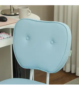 Silla de Oficina Giratoria Tapizada en PU con Altura Ajustable Sin Brazos Carga 120 kg 46x59x82-92 cm Azul Claro