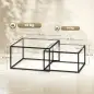2 Mesas de Centro Cuadradas Mesas Nido Modernas con Tablero de Vidrio Templado y Estructura Metálica 75x75x42 cm Negro