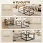 2 Mesas de Centro Cuadradas Mesas Nido Modernas con Tablero de Vidrio Templado y Estructura Metálica 75x75x42 cm Negro