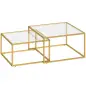 2 Mesas de Centro Cuadradas Mesas Nido Modernas con Tablero de Vidrio Templado y Estructura Metálica 75x75x42 cm Dorado 2 Mesas de Centro Cuadradas Mesas Nido Modernas con Tablero de Vidrio Templado y Estructura Metálica 75x75x42 cm Dorado