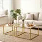 2 Mesas de Centro Cuadradas Mesas Nido Modernas con Tablero de Vidrio Templado y Estructura Metálica 75x75x42 cm Dorado 2 Mesas de Centro Cuadradas Mesas Nido Modernas con Tablero de Vidrio Templado y Estructura Metálica 75x75x42 cm Dorado