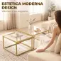 2 Mesas de Centro Cuadradas Mesas Nido Modernas con Tablero de Vidrio Templado y Estructura Metálica 75x75x42 cm Dorado 2 Mesas de Centro Cuadradas Mesas Nido Modernas con Tablero de Vidrio Templado y Estructura Metálica 75x75x42 cm Dorado