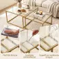 2 Mesas de Centro Cuadradas Mesas Nido Modernas con Tablero de Vidrio Templado y Estructura Metálica 75x75x42 cm Dorado 2 Mesas de Centro Cuadradas Mesas Nido Modernas con Tablero de Vidrio Templado y Estructura Metálica 75x75x42 cm Dorado