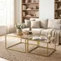 2 Mesas de Centro Cuadradas Mesas Nido Modernas con Tablero de Vidrio Templado y Estructura Metálica 75x75x42 cm Dorado 2 Mesas de Centro Cuadradas Mesas Nido Modernas con Tablero de Vidrio Templado y Estructura Metálica 75x75x42 cm Dorado
