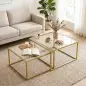 2 Mesas de Centro Cuadradas Mesas Nido Modernas con Tablero de Vidrio Templado y Estructura Metálica 75x75x42 cm Dorado 2 Mesas de Centro Cuadradas Mesas Nido Modernas con Tablero de Vidrio Templado y Estructura Metálica 75x75x42 cm Dorado