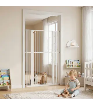 Barrera de Seguridad Niños Perros y Gatos Extra Alta 160cm Extensible 76-105cm para Puertas Escaleras Cierre Automático