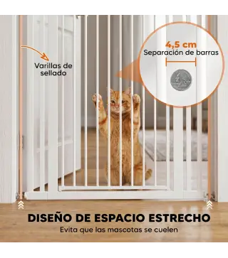 Barrera de Seguridad Niños Perros y Gatos Extra Alta 160cm Extensible 76-105cm para Puertas Escaleras Cierre Automático