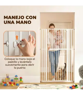 Barrera de Seguridad Niños Perros y Gatos Extra Alta 160cm Extensible 76-105cm para Puertas Escaleras Cierre Automático