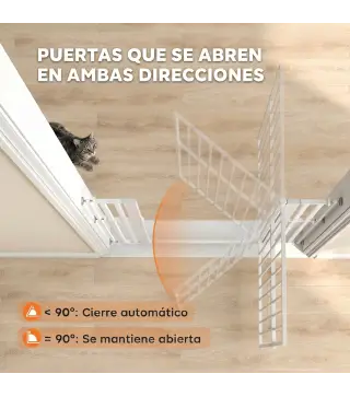 Barrera de Seguridad Niños Perros y Gatos Extra Alta 160cm Extensible 76-105cm para Puertas Escaleras Cierre Automático