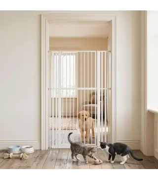 Barrera de Seguridad Niños Perros y Gatos Extra Alta 160cm Extensible 76-105cm para Puertas Escaleras Cierre Automático