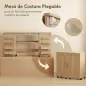 Mesa de Costura Plegable con 6 Ruedas 20 Clavijas para Hilos 4 Compartimentos Estante Roble Mesa de Costura Plegable con 6 Ruedas 20 Clavijas para Hilos 4 Compartimentos Estante Roble
