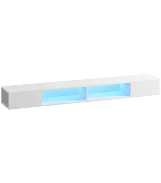 Mueble de TV Suspendido con Luces LED con Estantes Abiertos para Televisión 75 Pulgadas 177,8x30x18 cm Blanco