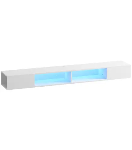 Mueble de TV Suspendido con Luces LED con Estantes Abiertos para Televisión 75 Pulgadas 177,8x30x18 cm Blanco