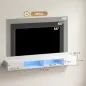 Mueble de TV Suspendido con Luces LED con Estantes Abiertos para Televisión 75 Pulgadas 177,8x30x18 cm Blanco