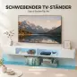 Mueble de TV Suspendido con Luces LED con Estantes Abiertos para Televisión 75 Pulgadas 177,8x30x18 cm Blanco