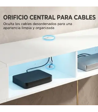 Mueble de TV Suspendido con Luces LED con Estantes Abiertos para Televisión 75 Pulgadas 177,8x30x18 cm Blanco