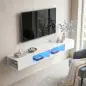 Mueble de TV Suspendido con Luces LED con Estantes Abiertos para Televisión 75 Pulgadas 177,8x30x18 cm Blanco
