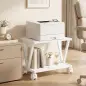 Soporte para Impresora de 2 Niveles Bajo Escritorio con Ruedas Bloqueables para Oficina en Casa 44x28x32 cm Blanco