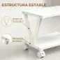 Soporte para Impresora de 2 Niveles Bajo Escritorio con Ruedas Bloqueables para Oficina en Casa 44x28x32 cm Blanco