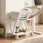 Soporte para Impresora de 2 Niveles Bajo Escritorio con Ruedas Bloqueables para Oficina en Casa 44x28x32 cm Blanco