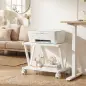 Soporte para Impresora de 2 Niveles Bajo Escritorio con Ruedas Bloqueables para Oficina en Casa 44x28x32 cm Blanco