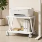 Soporte para Impresora de 2 Niveles Bajo Escritorio con Ruedas Bloqueables para Oficina en Casa 44x28x32 cm Blanco
