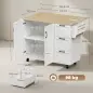 Isla de Cocina con Encimera Extensible Estación de Carga Ruedas 2 Puertas 3 Cajones Especiero y Toallero Blanco Isla de Cocina con Encimera Extensible Estación de Carga Ruedas 2 Puertas 3 Cajones Especiero y Toallero Blanco